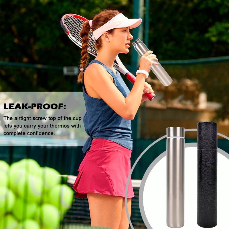 ChezMax Slim Thin Stainless Steel Vacuum Insulated Water Bottle Leak Proof Eco-Friendly Travel Cup Sports Drink Bottle 8.8OZ Silvery - Image 5